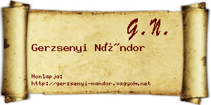 Gerzsenyi Nándor névjegykártya