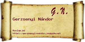 Gerzsenyi Nándor névjegykártya